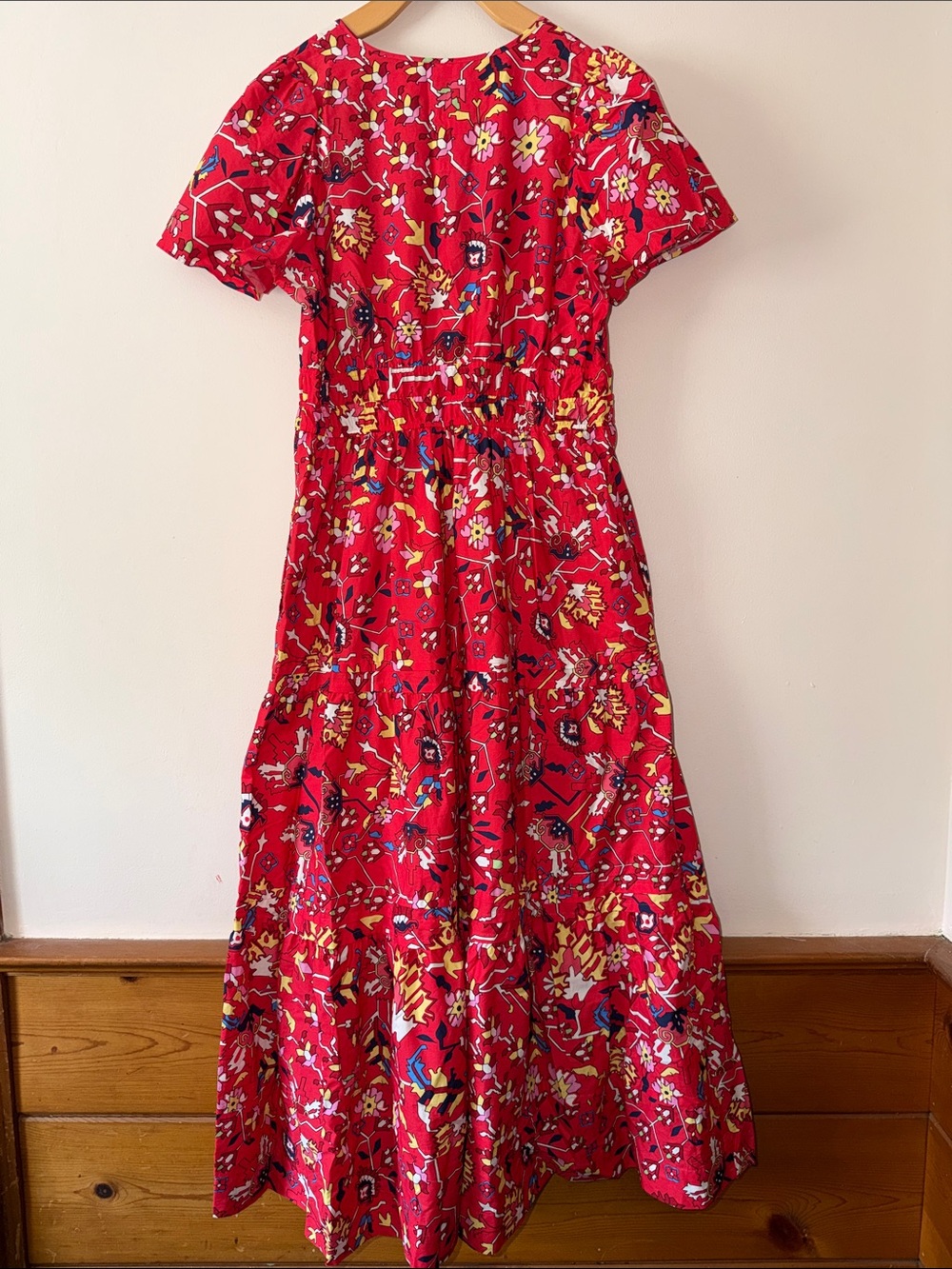 Anthropologie Somerset Maxi in Red Geo Floral Print Cotton Dress Size L - Picture 5 of 6
